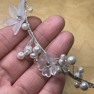 White and Silver Girls Headband Used